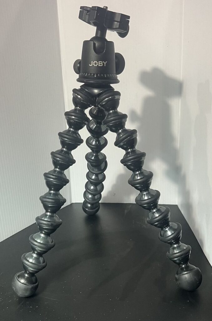 JOBY GorillaPod 5K flexible tripod with ball head on black platform against white background.

