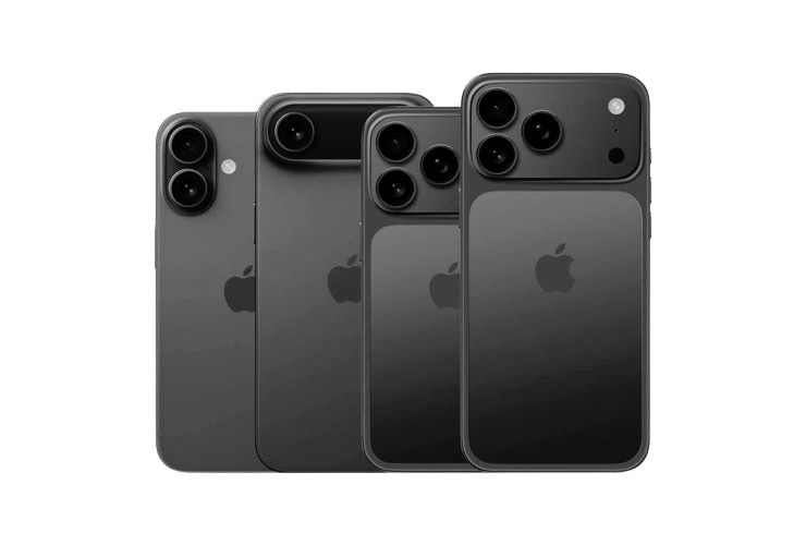 iPhone 17 and iPhone 16 models shown side by side in black color, highlighting camera and design differences

